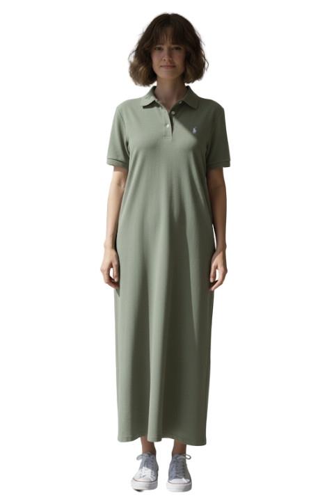 POLO YAKA KISA KOL PENYE ELBİSE-ASKER YEŞİLİ