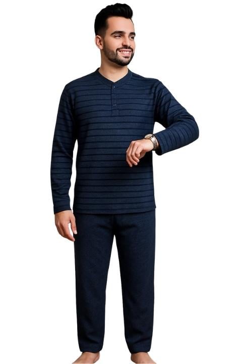 Selanik Kumaş Erkek Pijama Takımı-Lacivert