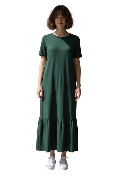 SIFIR YAKA KISA KOL PENYE ELBİSE- YEŞİL