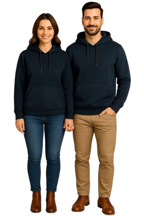 Unisex Kanguru Cepli Kapşonlu Sweat - Lacivert