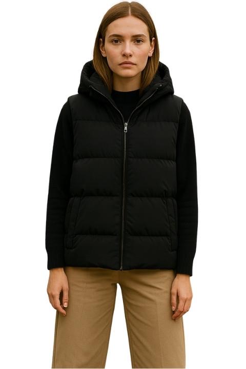 Unisex Kapşonlu Şişme Yelek - Siyah