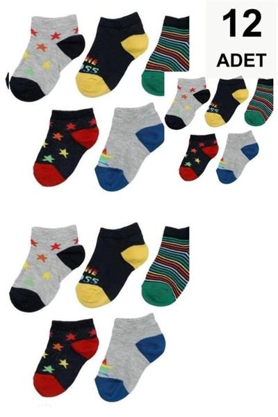 12 Adet Erkek Çocuk Patik Çorap
