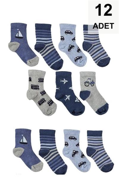 12 Adet Erkek Çocuk Soket Çorap