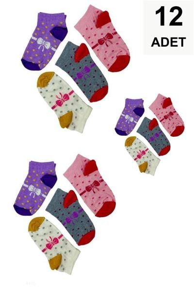 12 Adet Kız Çocuk Patik Çorap