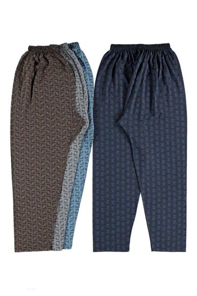 Düz Paça Desenli Erkek Pijama