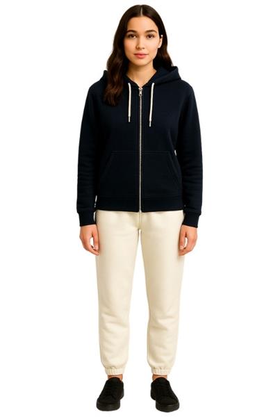 UNISEX 3 İPLİK FERMUARLI KAPÜŞONLU-SİYAH