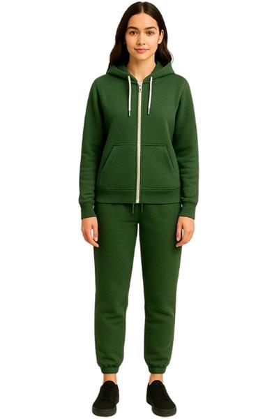 UNISEX 3 İPLİK FERMUARLI KAPÜŞONLU-YEŞİL