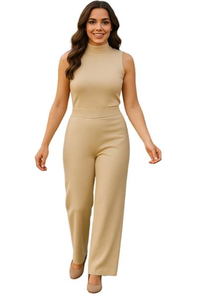 Kadın Triko Üçlü Takım - Bej