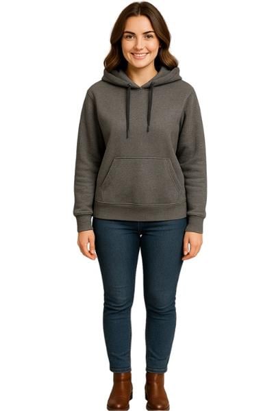 Unisex Kanguru Cepli Kapşonlu Sweat - Gri