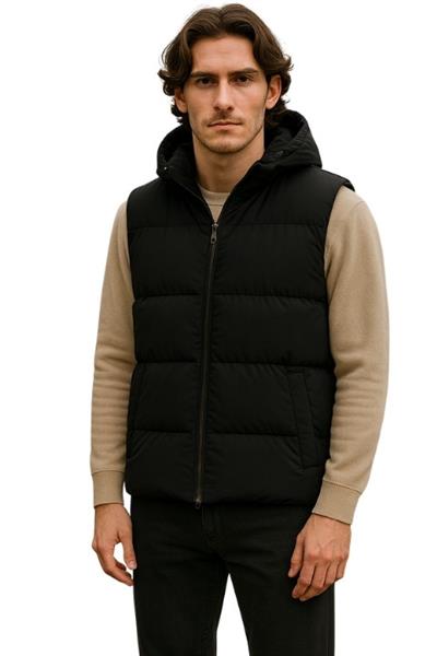 Unisex Kapşonlu Şişme Yelek - Siyah