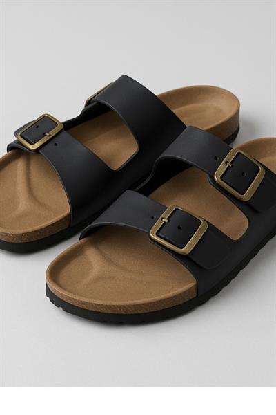 Unisex Tokalı Terlik - Siyah