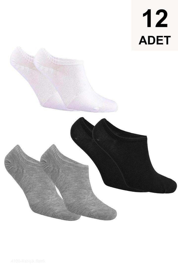 12 Adet Erkek Sneakers Çorap - Karışık Renk