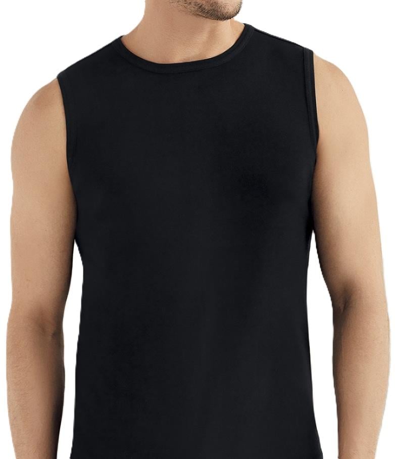 3 Adet Sıfır Kol Bisiklet Yaka Erkek Atlet - Siyah