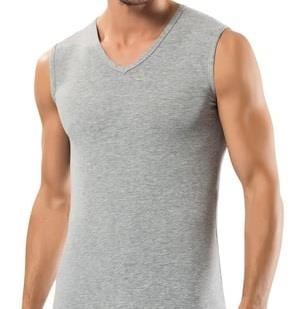 3 Adet Sıfır Kol V Yaka Erkek Atlet - Gri