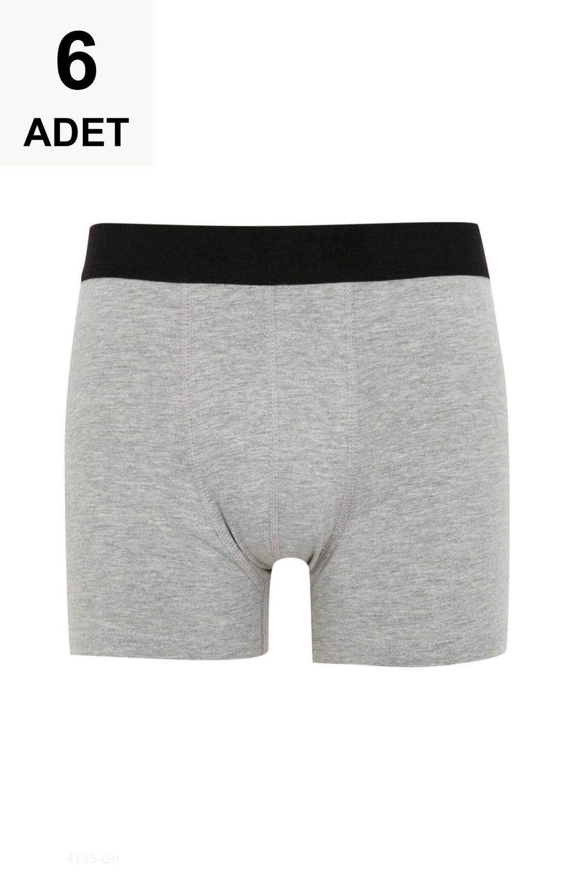 6 Adet Clas Erkek Boxer - Gri