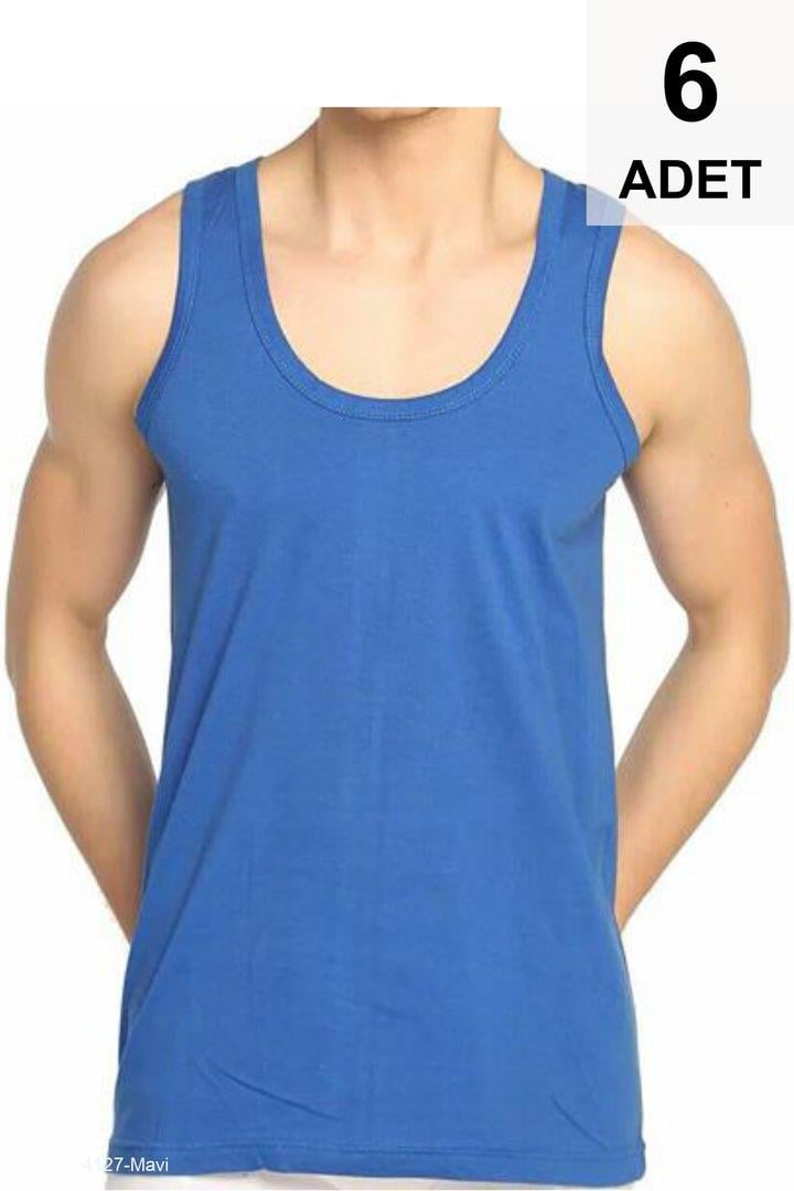 6 Adet Erkek Atlet - Mavi