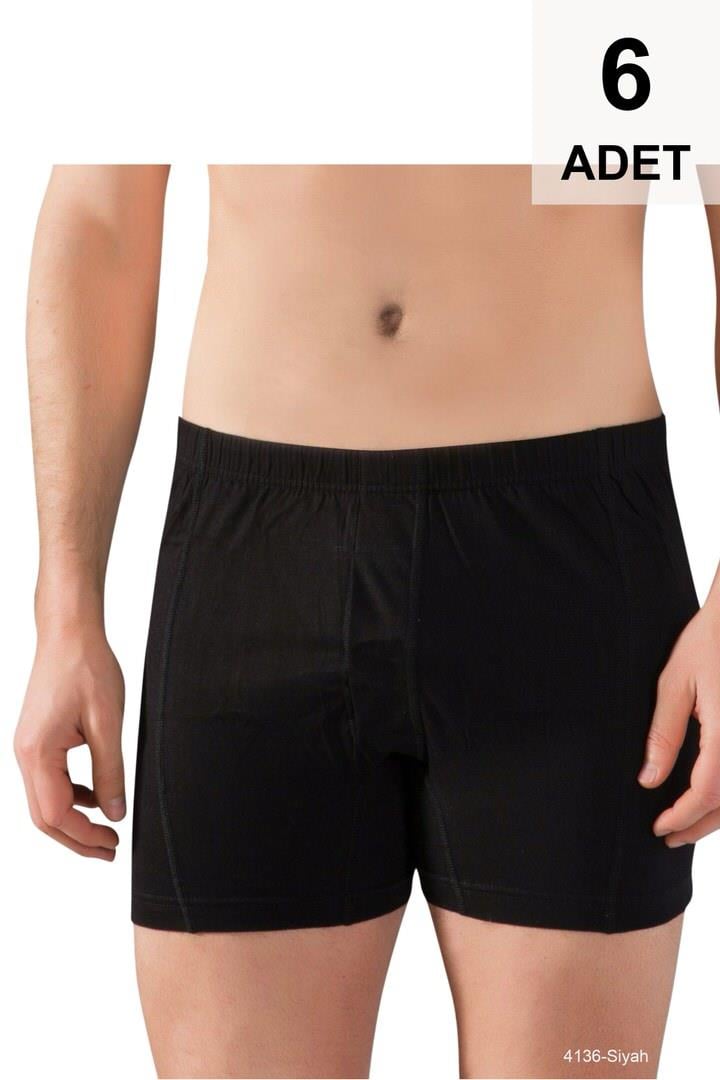 6 Adet Erkek Boxer Şort - Siyah