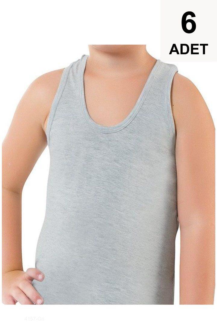 6 Adet Erkek Çocuk Atlet - Gri