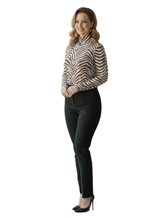 BALIKÇI YAKA ZEBRA BADİ-KAHVERENGİ DESEN