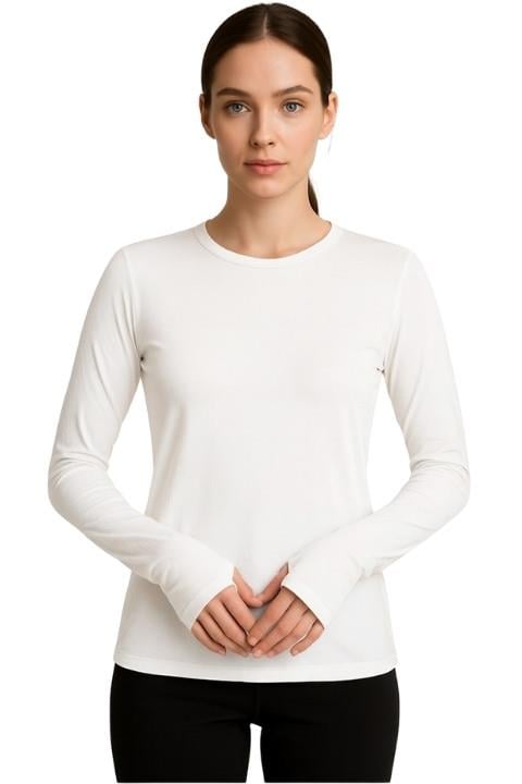 Bisiklet Yaka Parmak Body - Beyaz
