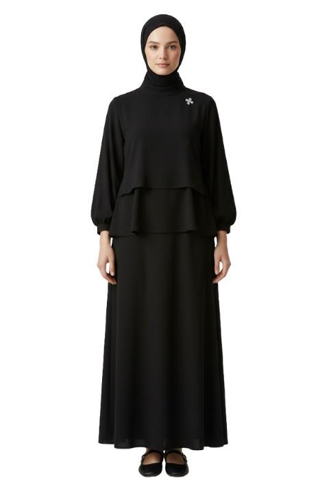 BİYELİ ETEKLİ TAKIM-SİYAH