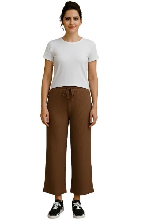 BÜRÜMCÜK LASTİKLİ PANTOLON-KAHVERENGİ