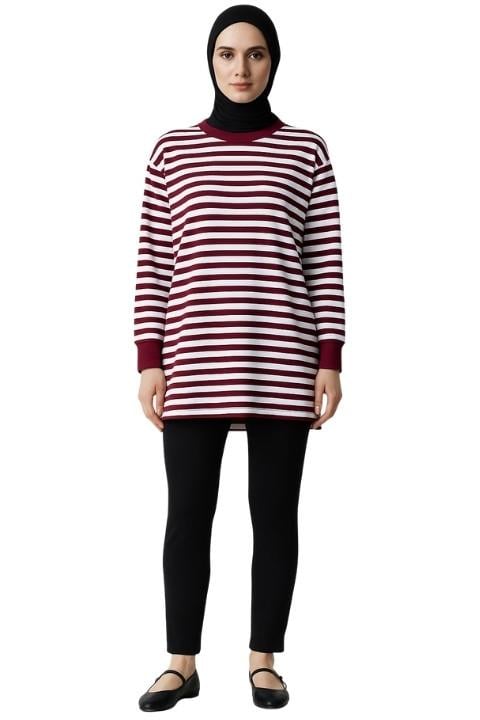 ÇİZGİLİ UZUNKOL KADIN TUNİK