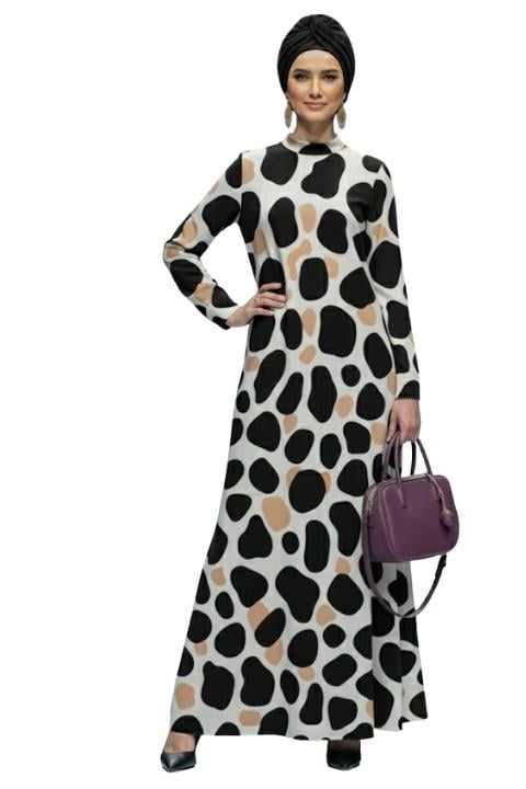 DESENLİ CEPLİ ELBİSE