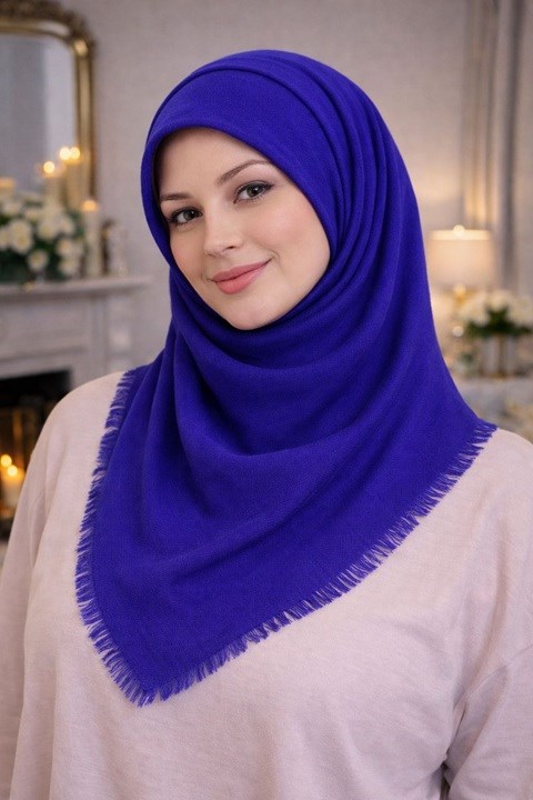 Düz Flamlı Eşarp - Lacivert