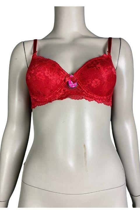 ECEM YILDIZ 3100 DANTELLİ SİLİKONLU İÇİ BOŞ SÜTYEN-KIRMIZI