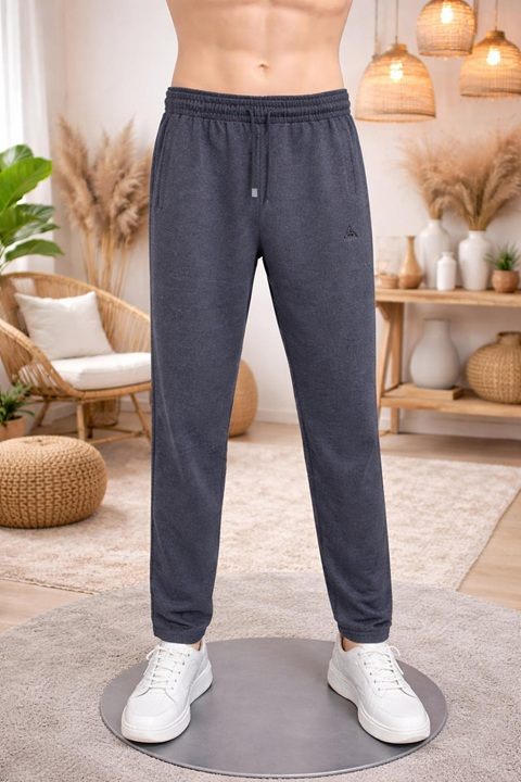 Erkek 2 İplik Rejenere Alt Eşofman Düz Paça -Antrasit