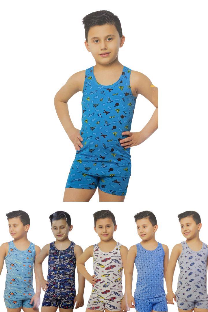Erkek Çocuk Atlet Boxer Takım - Karışık Renk