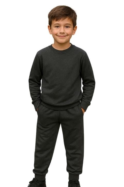 Erkek Çocuk Baskılı Ribanalı Eşofman Altı - Gri