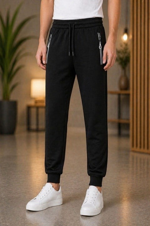 Erkek Manşetli Kompakt Eşofman Altı - Siyah