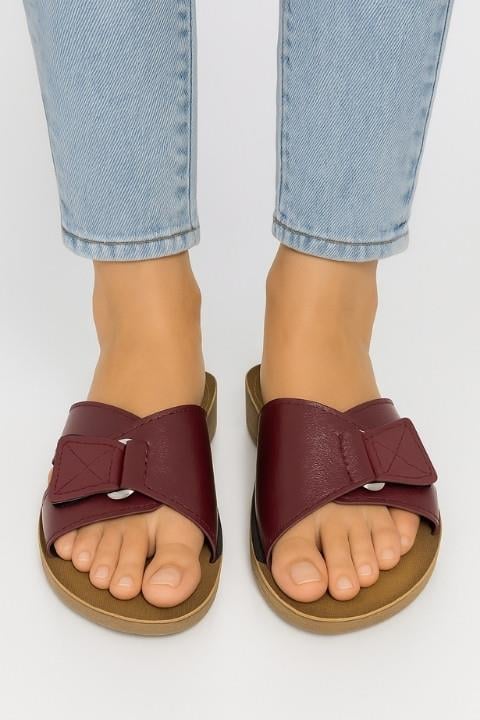 GZR Cırtlı Kadın Terlik - Bordo