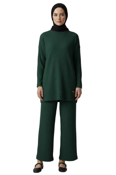 HELİN KADIN TUNİK TAKIM-ZÜMRÜT YEŞİLİ