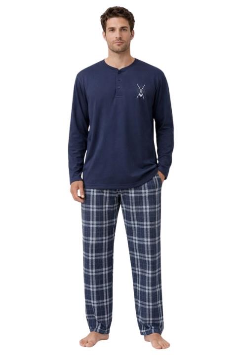 Jakarlı Erkek Pijama Takımı - Lacivert