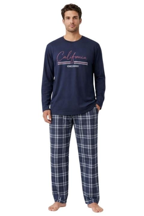 Jakarlı Erkek Pijama Takımı - Lacivert