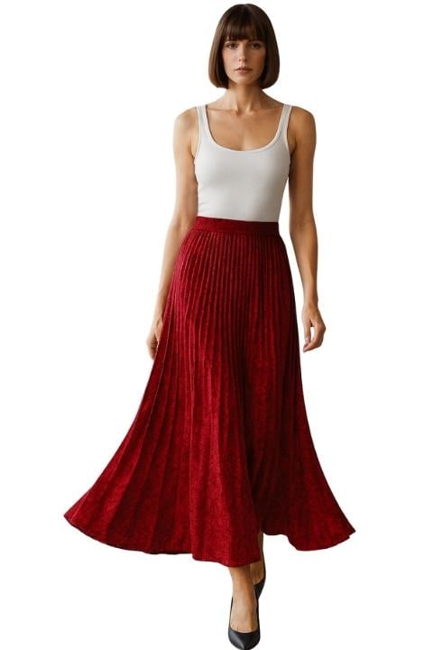 KADİFE ETEK-KIRMIZI