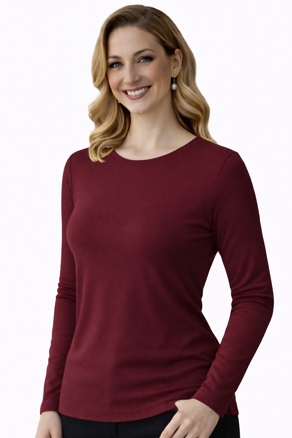 KADIN BİSİKLET YAKA UZUN KOL BADİ-BORDO