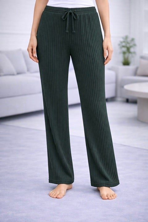 Kadın Fitilli Pijama Altı - Haki Yeşili