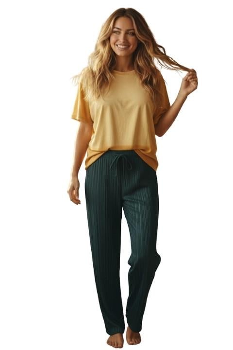 Kadın Fitilli Pijama Altı - Haki Yeşili