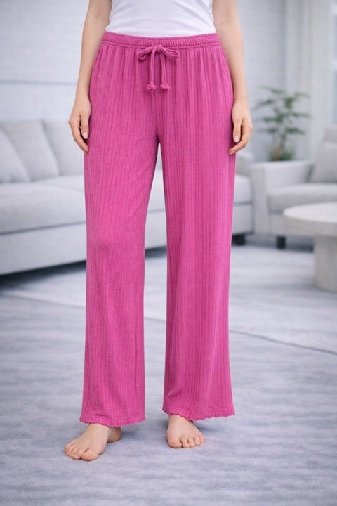 Kadın Fitilli Pijama Altı - Pembe