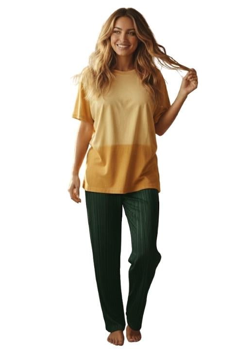 Kadın Fitilli Pijama Altı - Petrol Yeşili