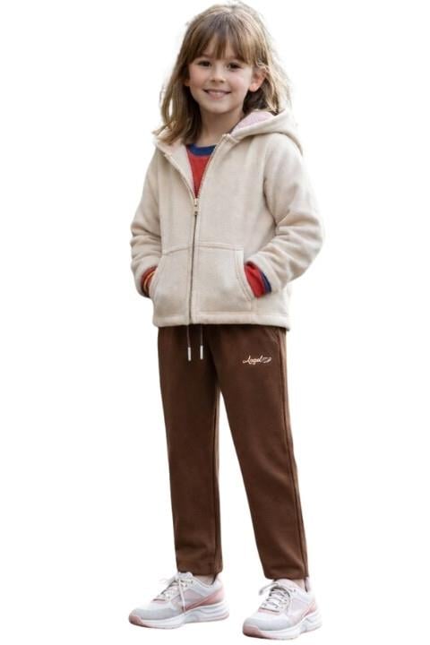Kız Çocuk Dalgıç Şardonlu Eşofman Altı - Kahverengi