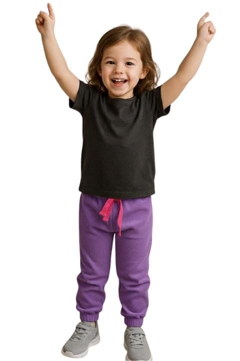 Kız Çocuk Lastikli  Eşofman -Mor