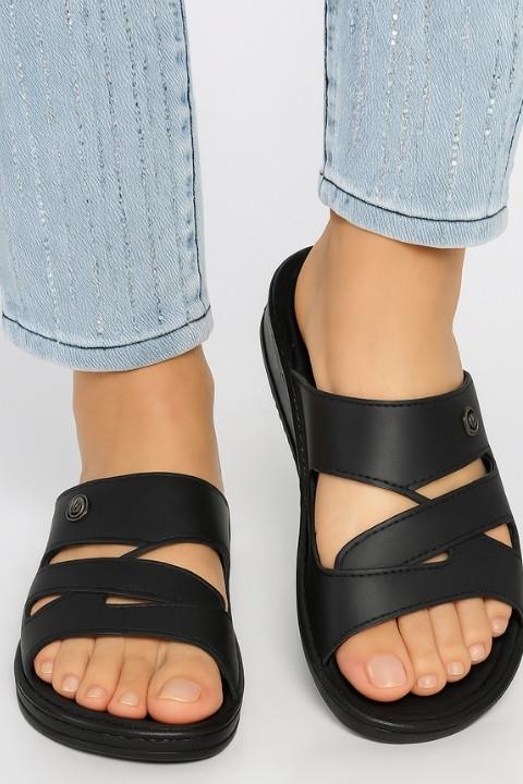 Mulex Kadın Çapraz Terlik - Siyah