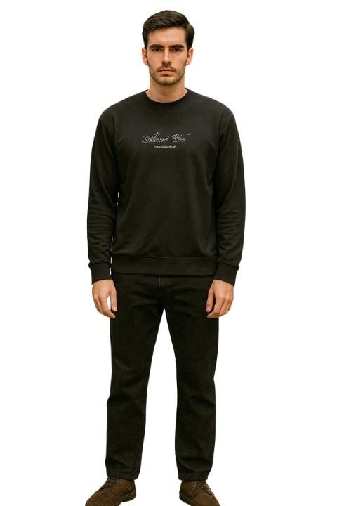 Şardonlu 0 Yaka Sweatshirt-Siyah