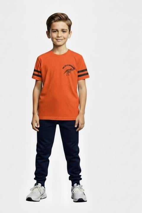 TARIK ERKEK ÇOCUK DİNAZOR BASKILI PENYE LİKRALI PİJAMA TAKIMI