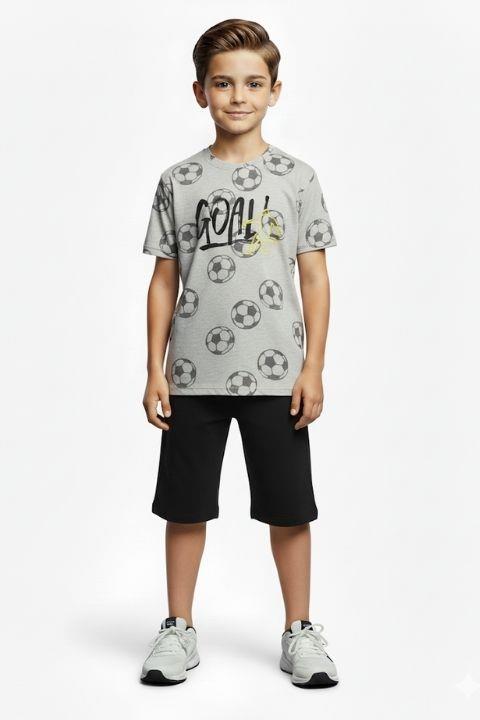 TARIK ERKEK ÇOCUK GOAL BASKILI PENYE LİKRALI PİJAMA TAKIMI